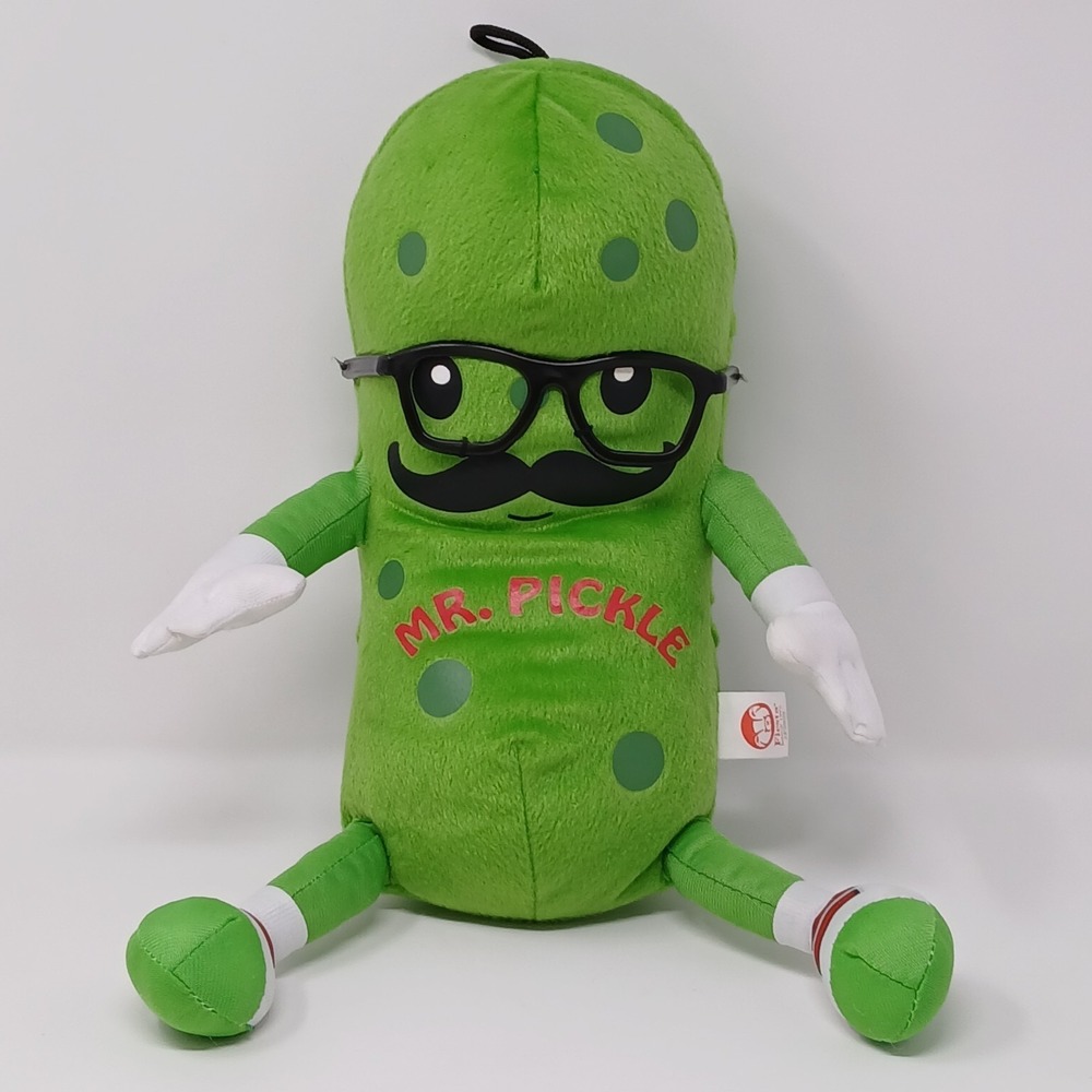 Fiesta Mr Pickle With‎ Mustache, Glasses & Legs 12" Green Plush Stuffed Animal